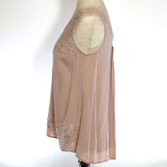 Knox Rose Blush Pink Geometric Embroidered Tank Top XS - Picture 3 of 5